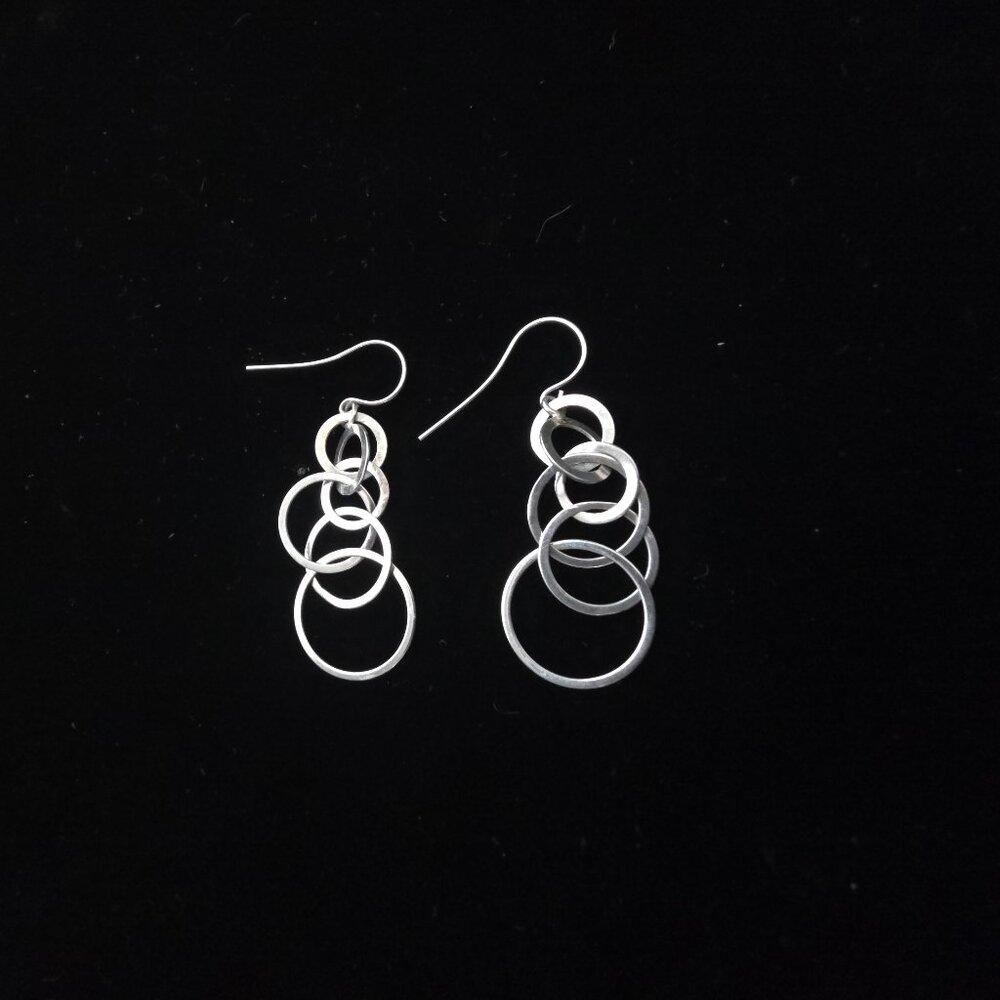 Sterling Silver 925 Multi Hoop Dangle Earrings 2” Lightweight